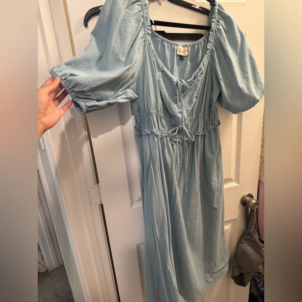 Universal Thread Blue Midi Sundress with Puff Sleeves